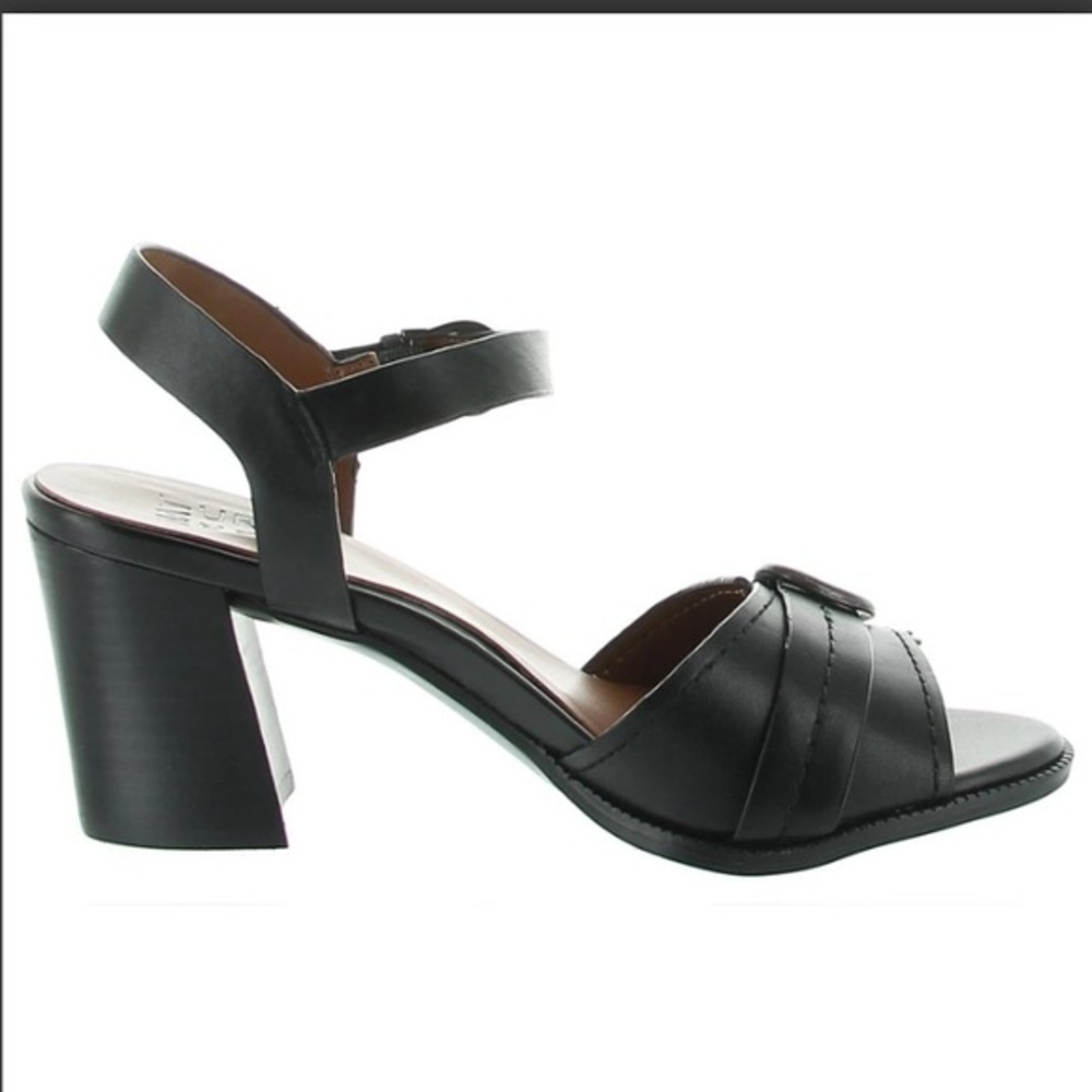 NWT Naturalizer Malika Women’s Sz 8.5W Wide Black Leather Open Toe Pump Heels - Picture 2 of 7